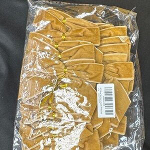 Velvet Bows in Tan with gold twist ties 28 pieces in the bundle